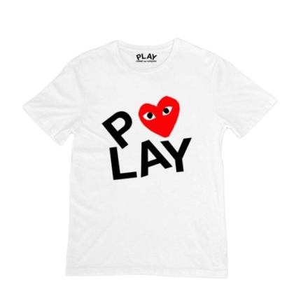 CDG T-Shirt white Double Heart Screen print
